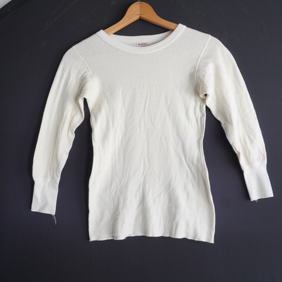Duofold Tops - Vintage Duofold Mohawk NY Style 601 Wool Cotton Thermal Undershirt Cream Sz 12